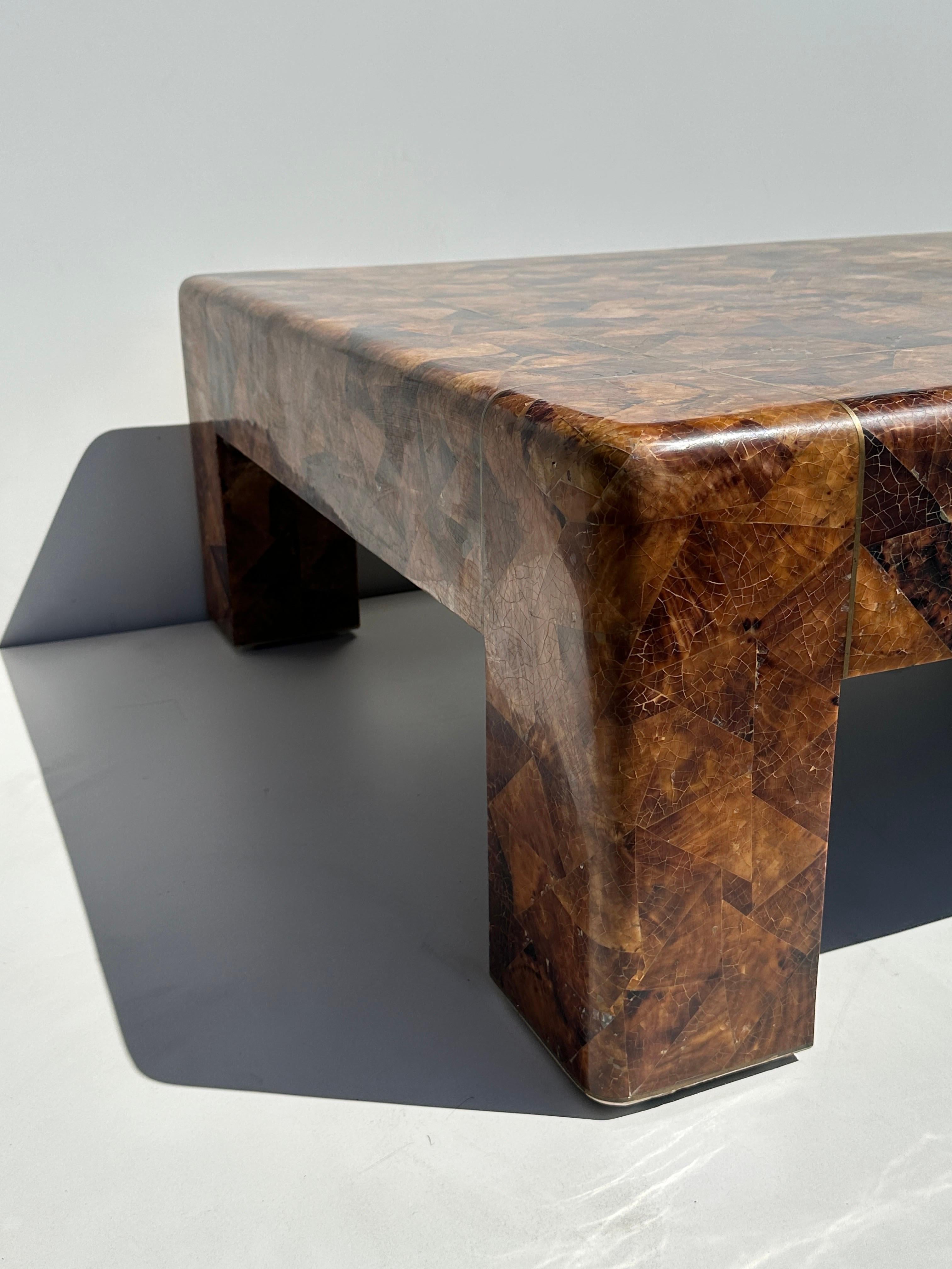 Late 20th Century Karl Springer Tessellated Penshell Coffee Table