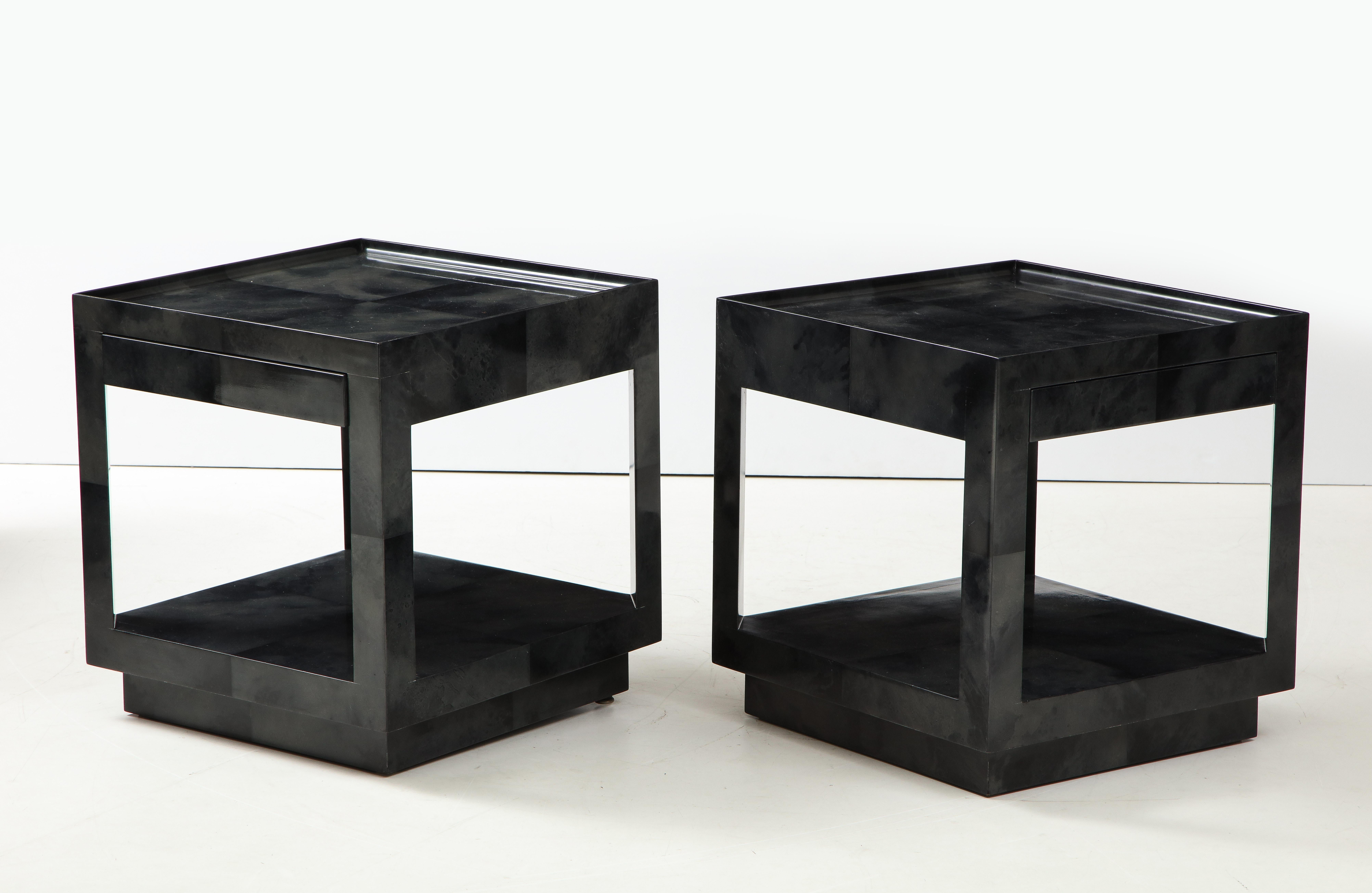 Late 20th Century Karl Springer Tray Top End Tables For Sale