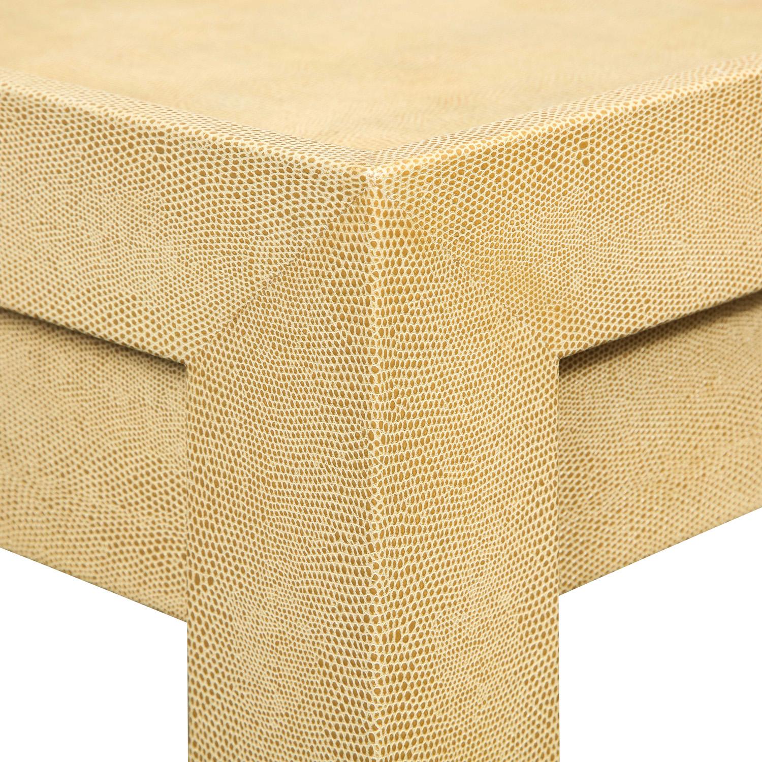 Hand-Crafted Karl Springer Tray Top End Tables in Embossed Lizard 1989 'Signed'