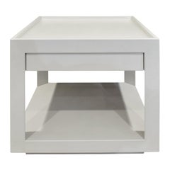 Mesa auxiliar Karl Springer "Tray Top Side Table" en piel de lagarto repujada años 80 'Firmada