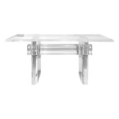 Karl Springer "Trestle Style Console Table" in Lucite, 1980s 'Signed'