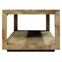 Karl Springer "Triangular Leg" Coffee / End Table in Goat Skin, 1970s
