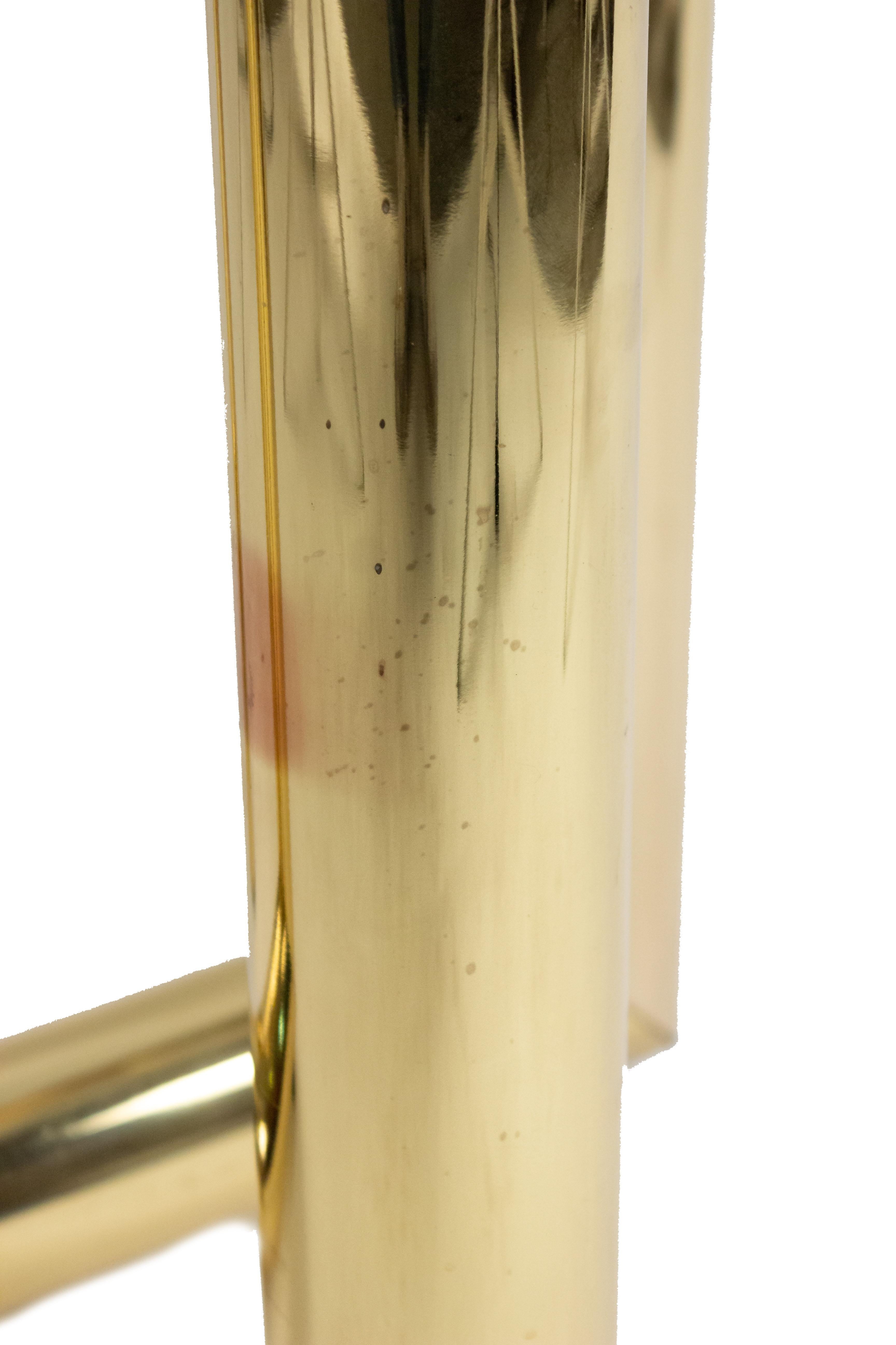 20th Century Karl Springer Tubular Brass Z Tables with Glass Tops