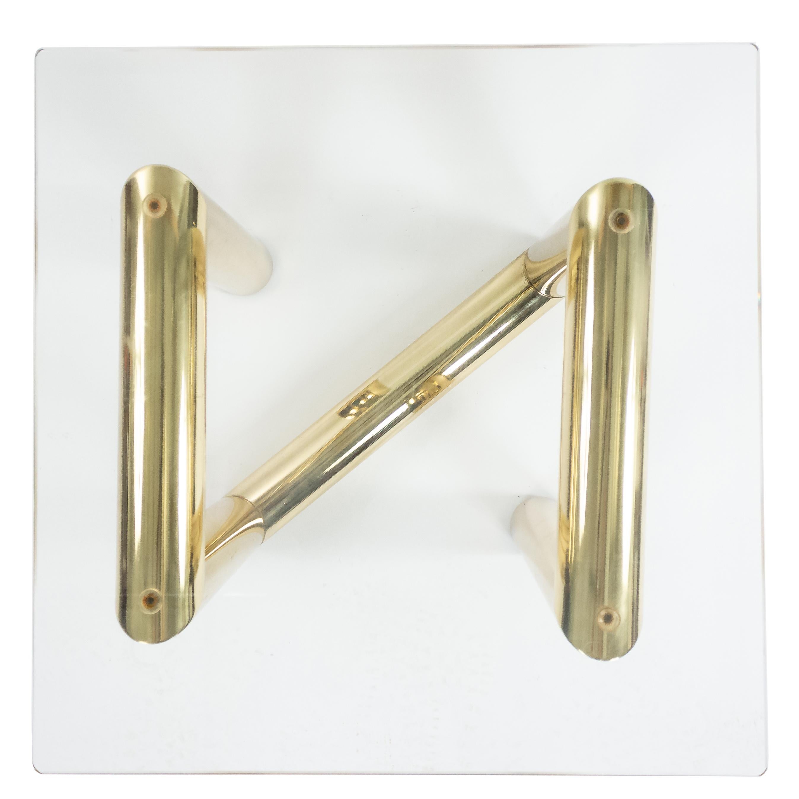 Karl Springer Tubular Brass Z Tables with Glass Tops 2