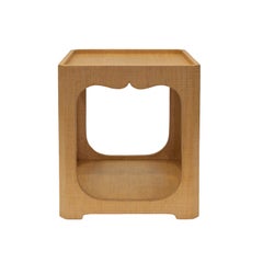 Table d'appoint à deux niveaux en toile d'herbe Karl Springer 1976-1978