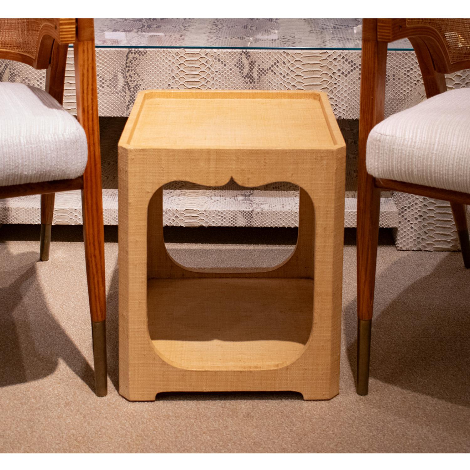 Karl Springer Two Tier Side Table in Grasscloth 1976-1978 In Excellent Condition For Sale In New York, NY