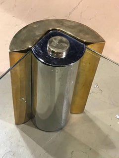 Karl Springer Two-Tone Modern Cylinder Base Coffee Table