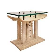 Karl Springer Unique Hand-Carved African Side Table 1970s