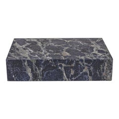 Karl Springer Unique Hinged Box in Polished Sodalite Stone 1980s 'Signed'