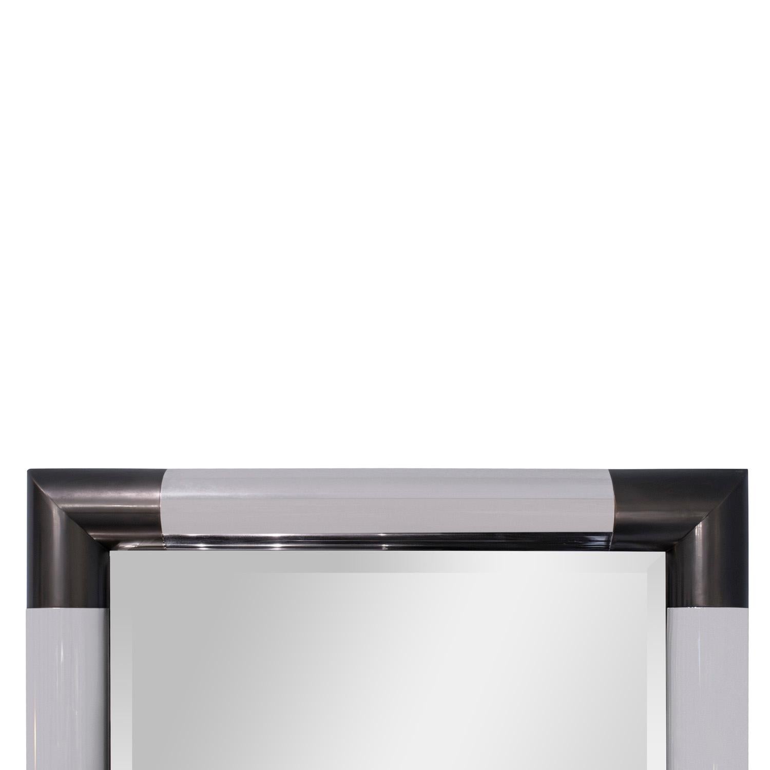 Modern Karl Springer Unique Pair of Large Mirrors in Polished Chrome and Gunmetal 1980s For Sale