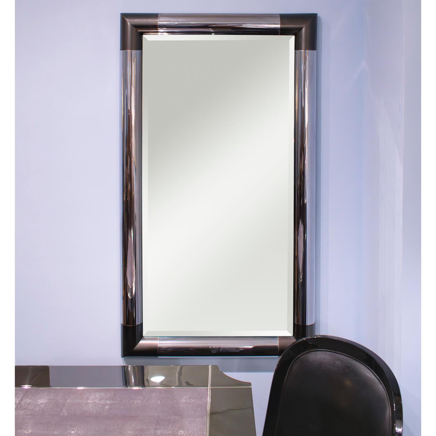 Karl Springer Unique Pair of Large Mirrors in Polished Chrome and Gunmetal 1980s In Good Condition For Sale In New York, NY