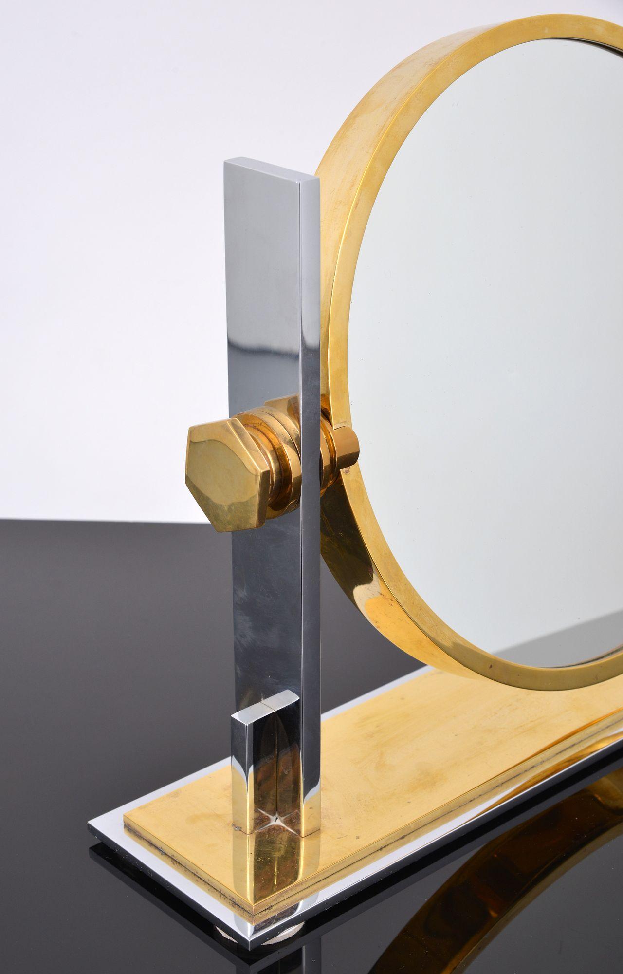 American Gold Karl Springer Vanity Mirror For Sale