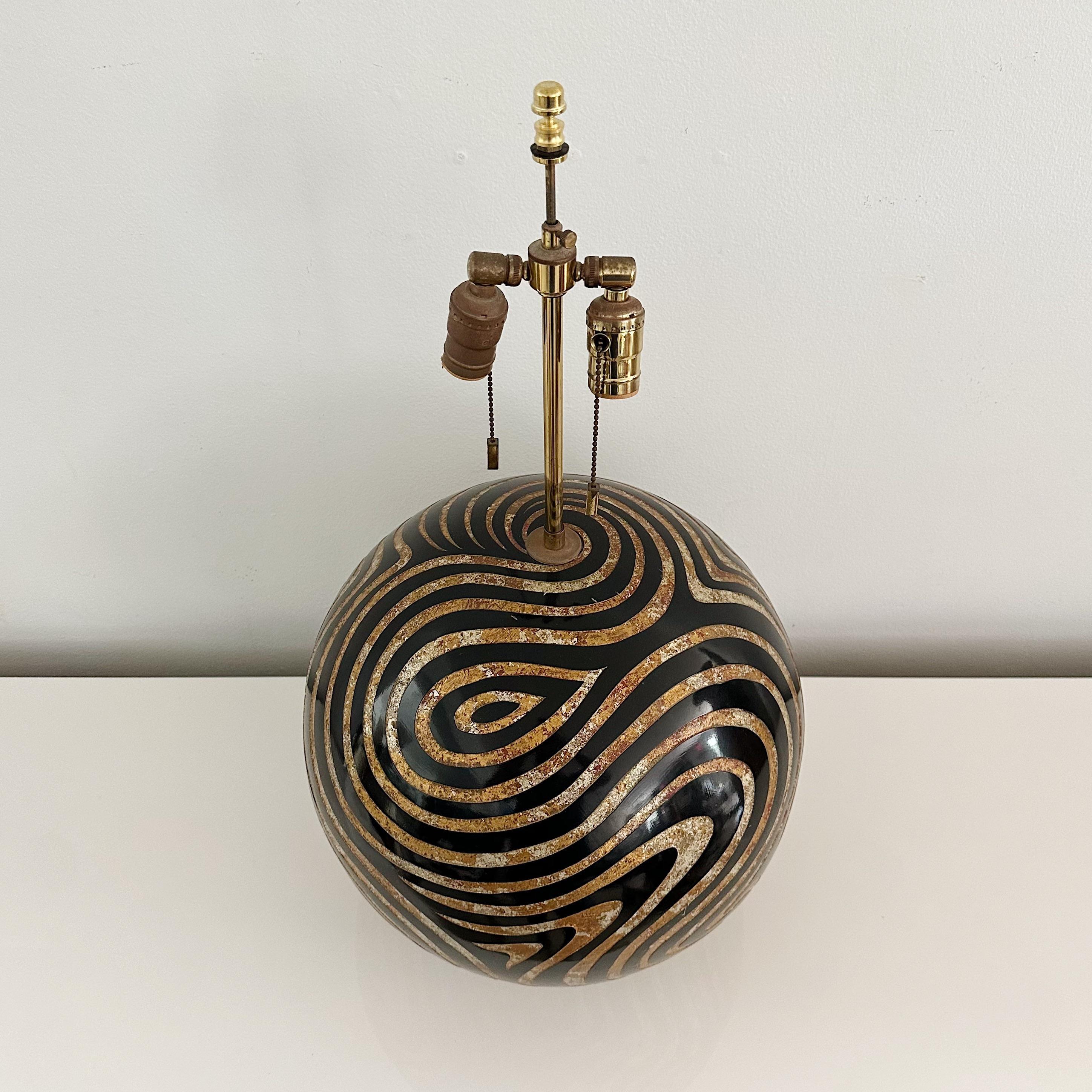 Mid-Century Modern Karl Springer Vermicelli Ball Lamp, Coromandel Circa 1979 For Sale