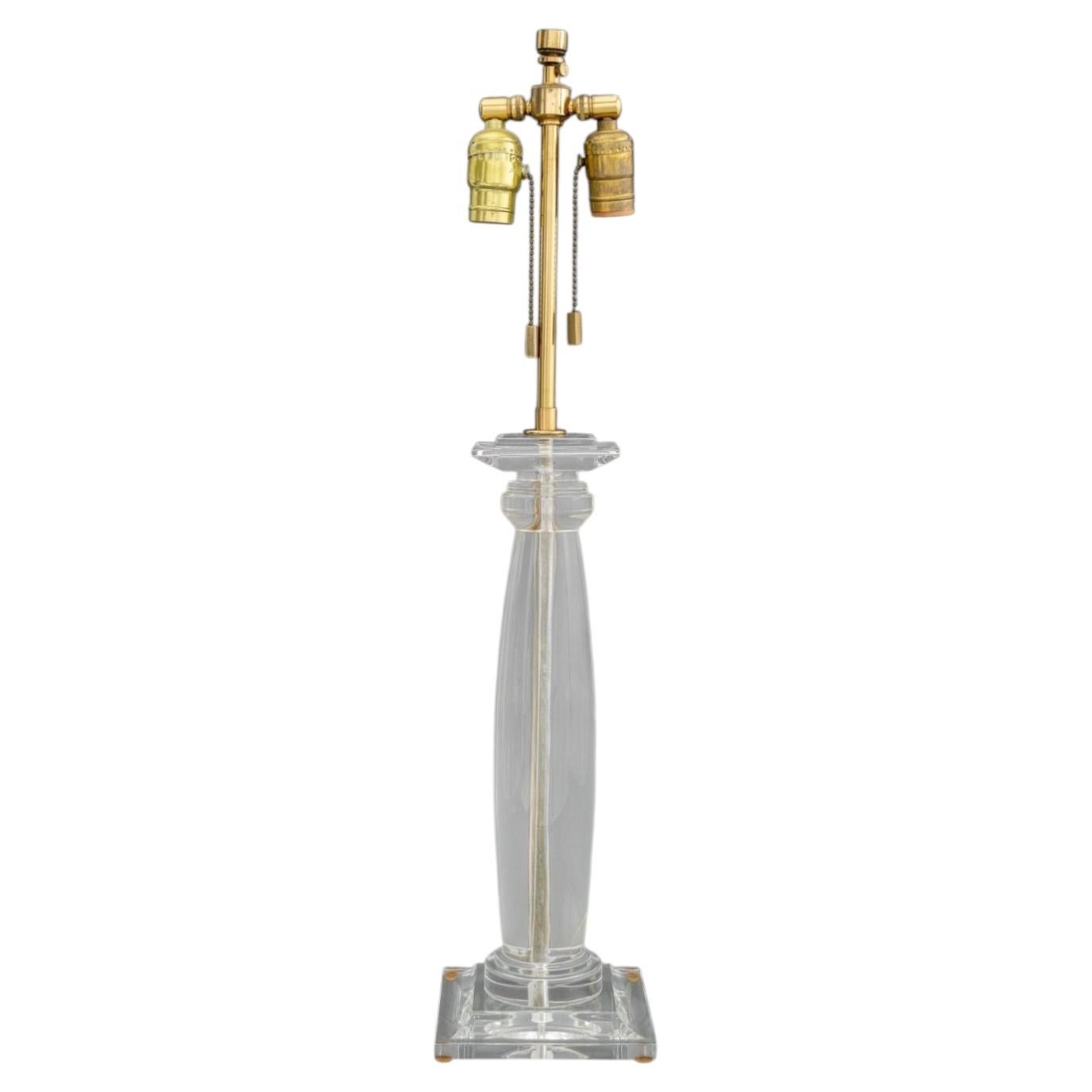 Karl Springer Vintage Acrylic Greek Column Table Lamp, 1980s For Sale