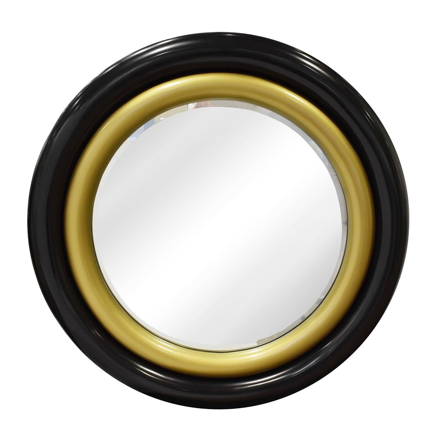 Karl Springer Wall Hanging "Bullseye Mirror" in Black and Gold Lacquer, 1980s