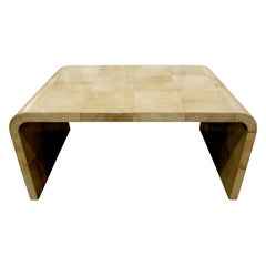 Karl Springer Waterfall Coffee Table in Lacquered Goatskin, 1970s