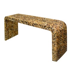 Karl Springer Waterfall Console Table in Lacquered Tessellated Horn, 1970s