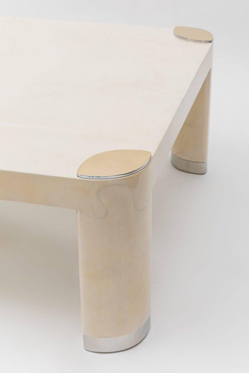 Karl Springer, Pair of Goatskin Occasional Tables, USA, c. 1980s In Excellent Condition For Sale In New York, NY