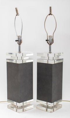 Karl Sringer Modern Lucite Table Lamps, Pr