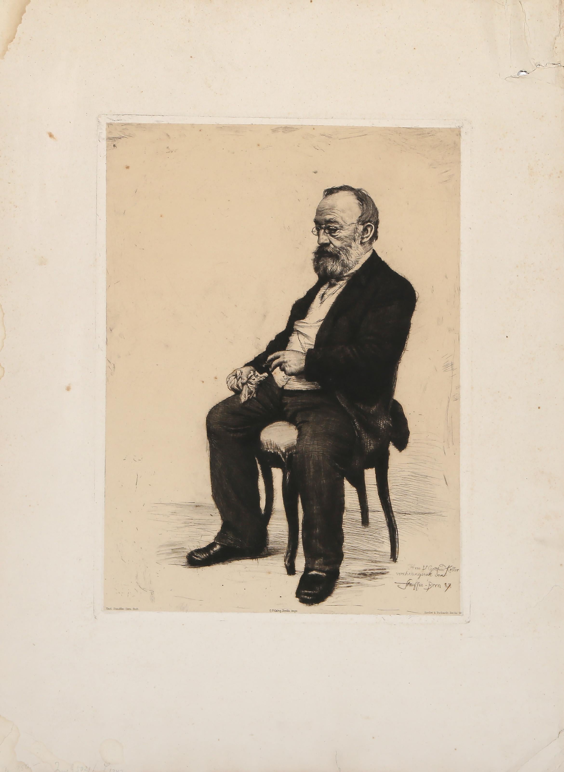 Gottfried Keller, Modern Etching by Karl Stauffer-Bern For Sale 4