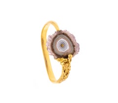 Karl Stittgen 1970 Canada Geometric Organic Bracelet 18Kt Gold With Slice Agate