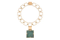Karl Stittgen Yellow Gold and Malachite Necklace, Earring Suite, c. 1970
