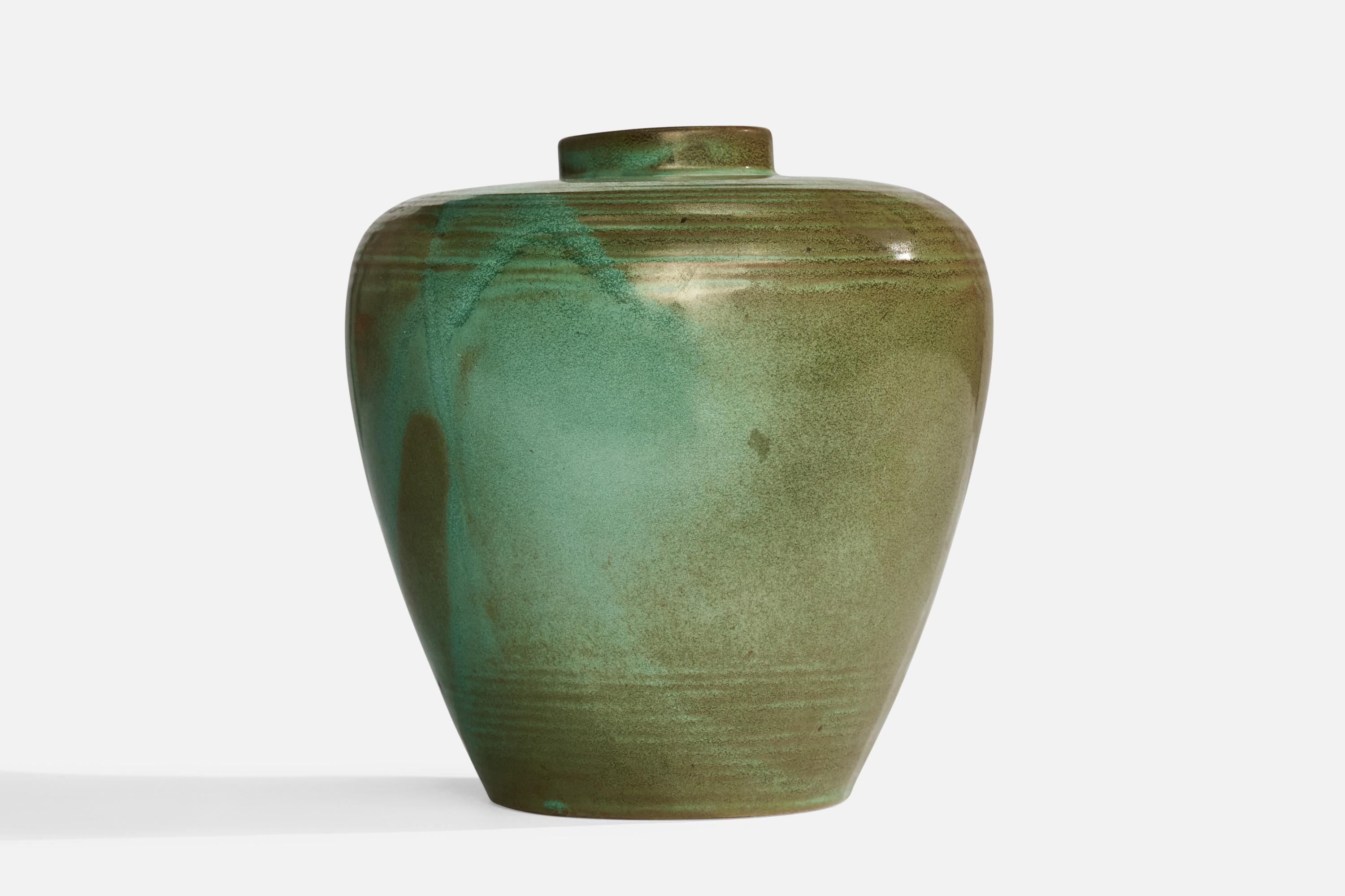 Mid-20th Century Karl Svensson Attribution, Vase, Ceramic, Sweden, 1930s For Sale
