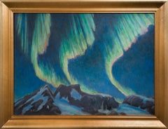 Aurora Borealis (Northern Lights) Oil Painting by Swedish Artist Karl Tirén