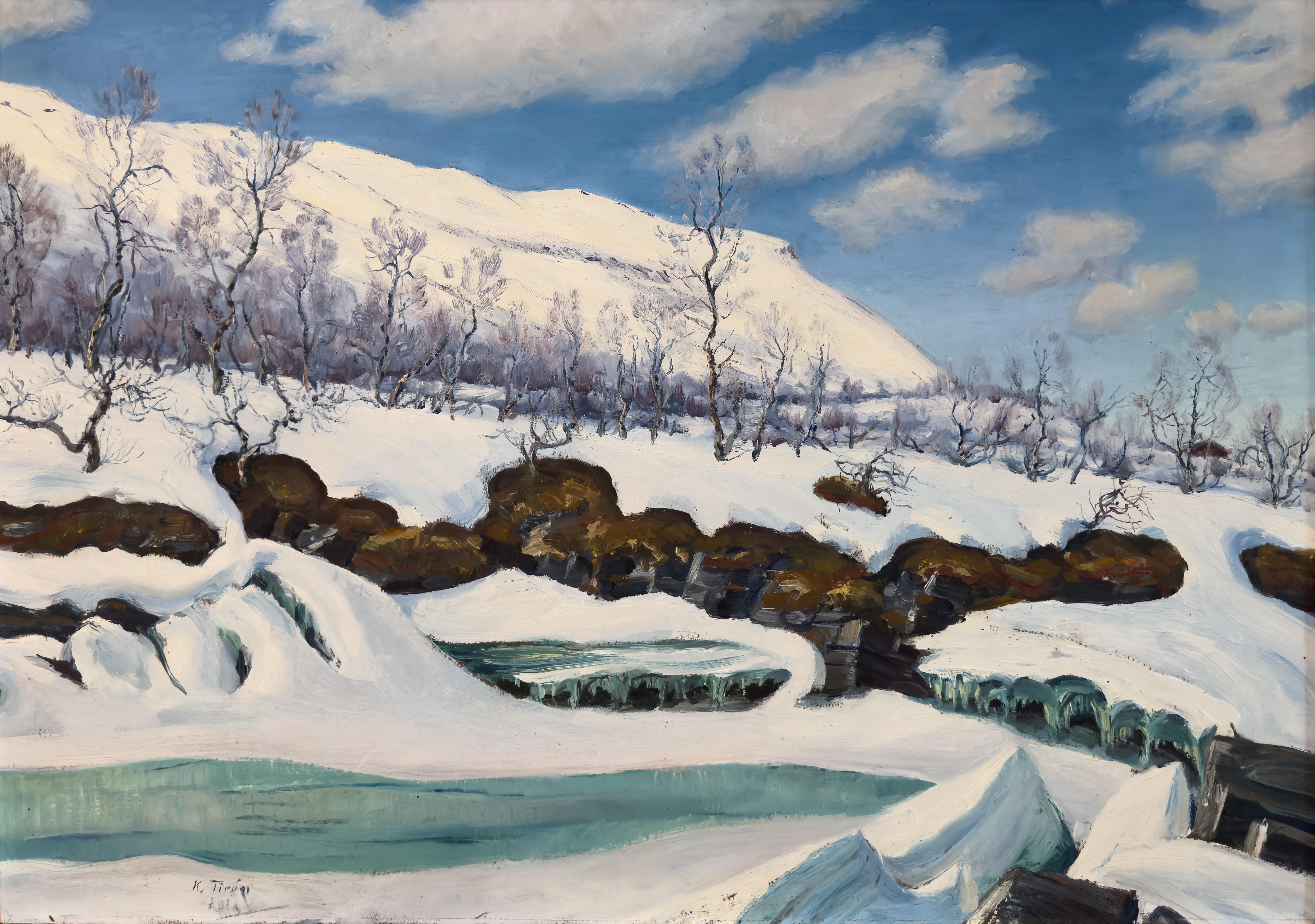 Karl Tirén Landscape Painting - Vårvinter II (Winter, Early Spring II), Oil on Board, C. 1909