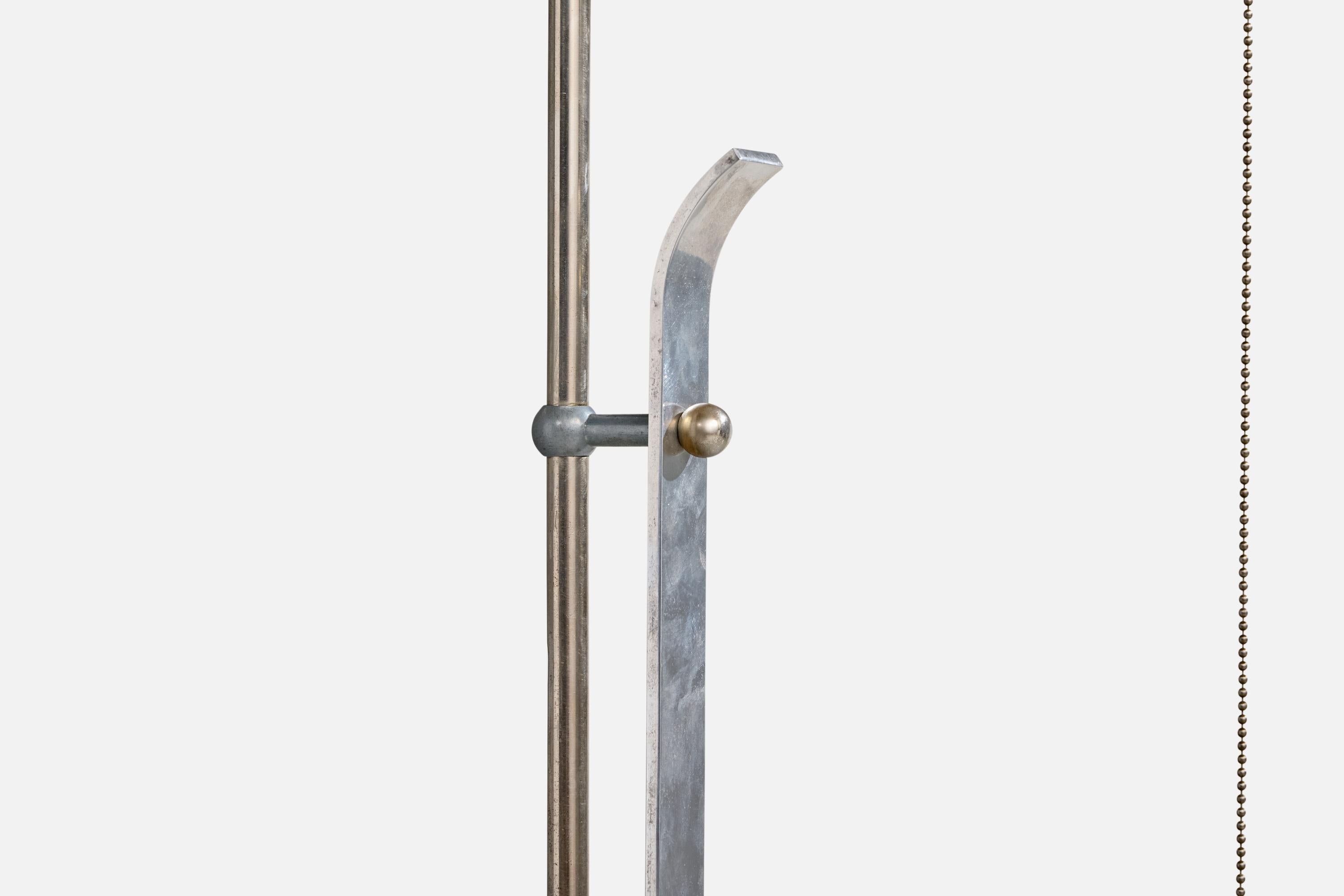 Karl Trabert Attribution, Adjustable Floor Lamp, Nickel, Paper, Germany, 1920s For Sale 7