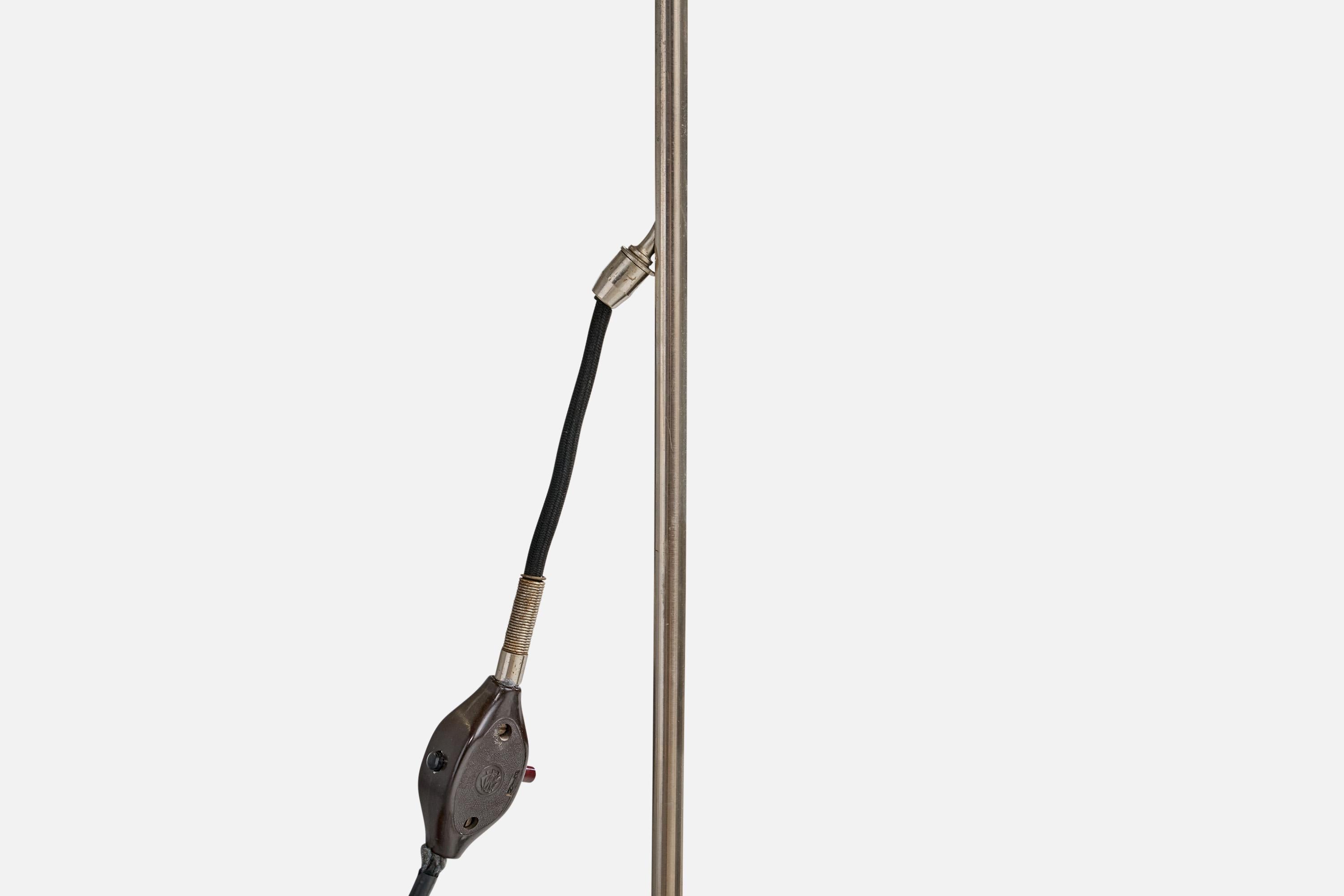 Karl Trabert Attribution, Adjustable Floor Lamp, Nickel, Paper, Germany, 1920s For Sale 8