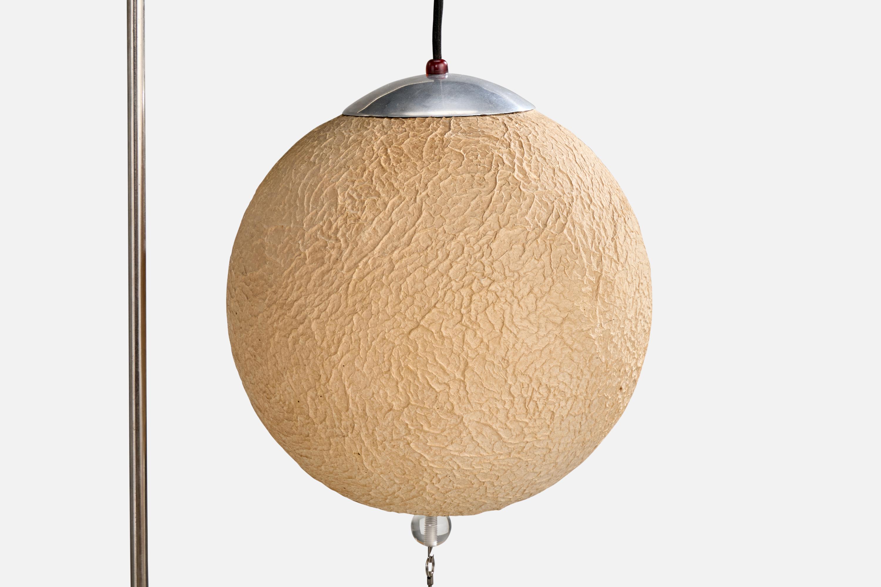 Karl Trabert Attribution, Adjustable Floor Lamp, Nickel, Paper, Germany, 1920s For Sale 2