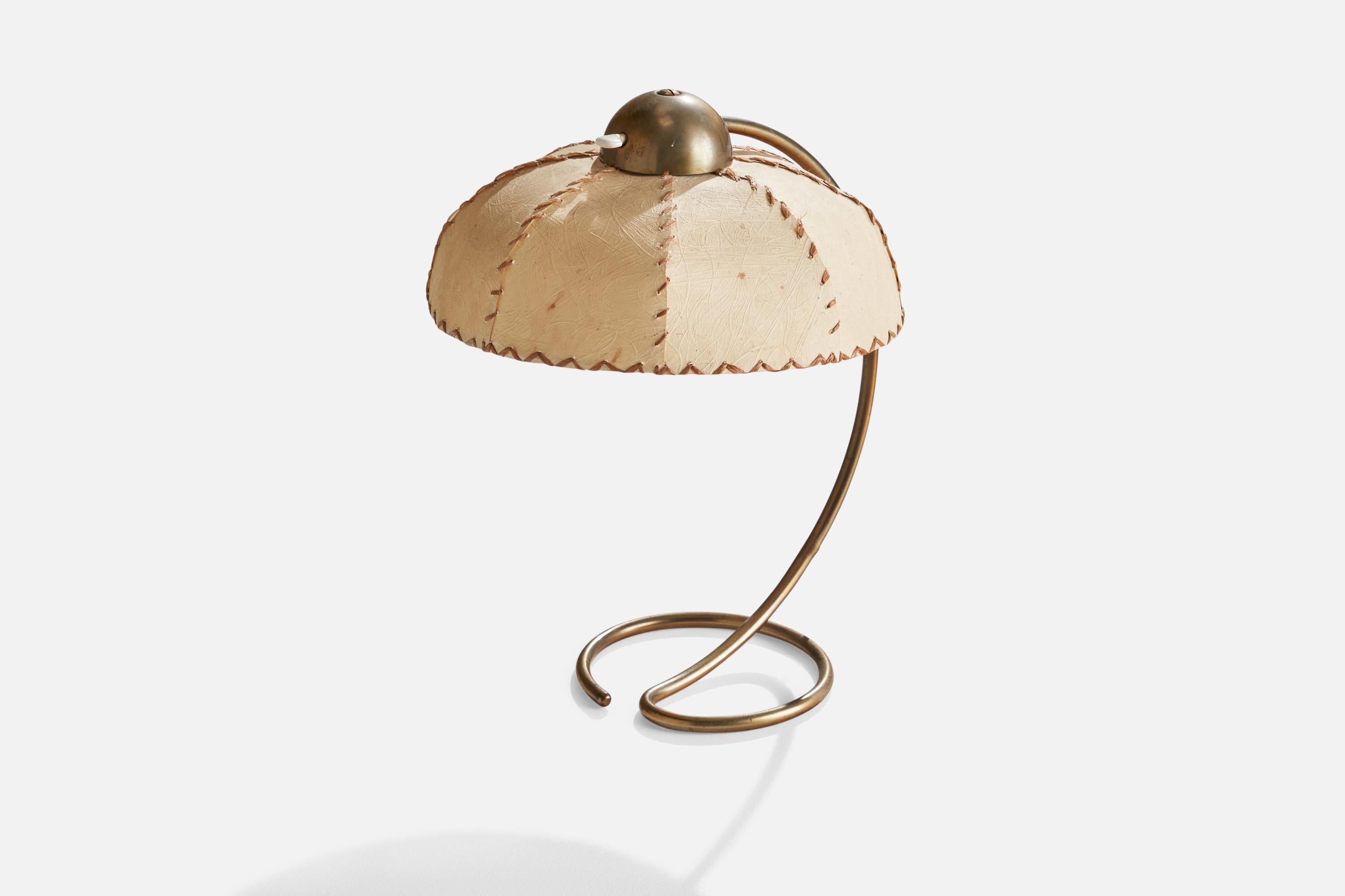 Bauhaus Karl Trabert, Diffuna Table Lamp, Brass, Parchment Paper, Germany 1930 For Sale