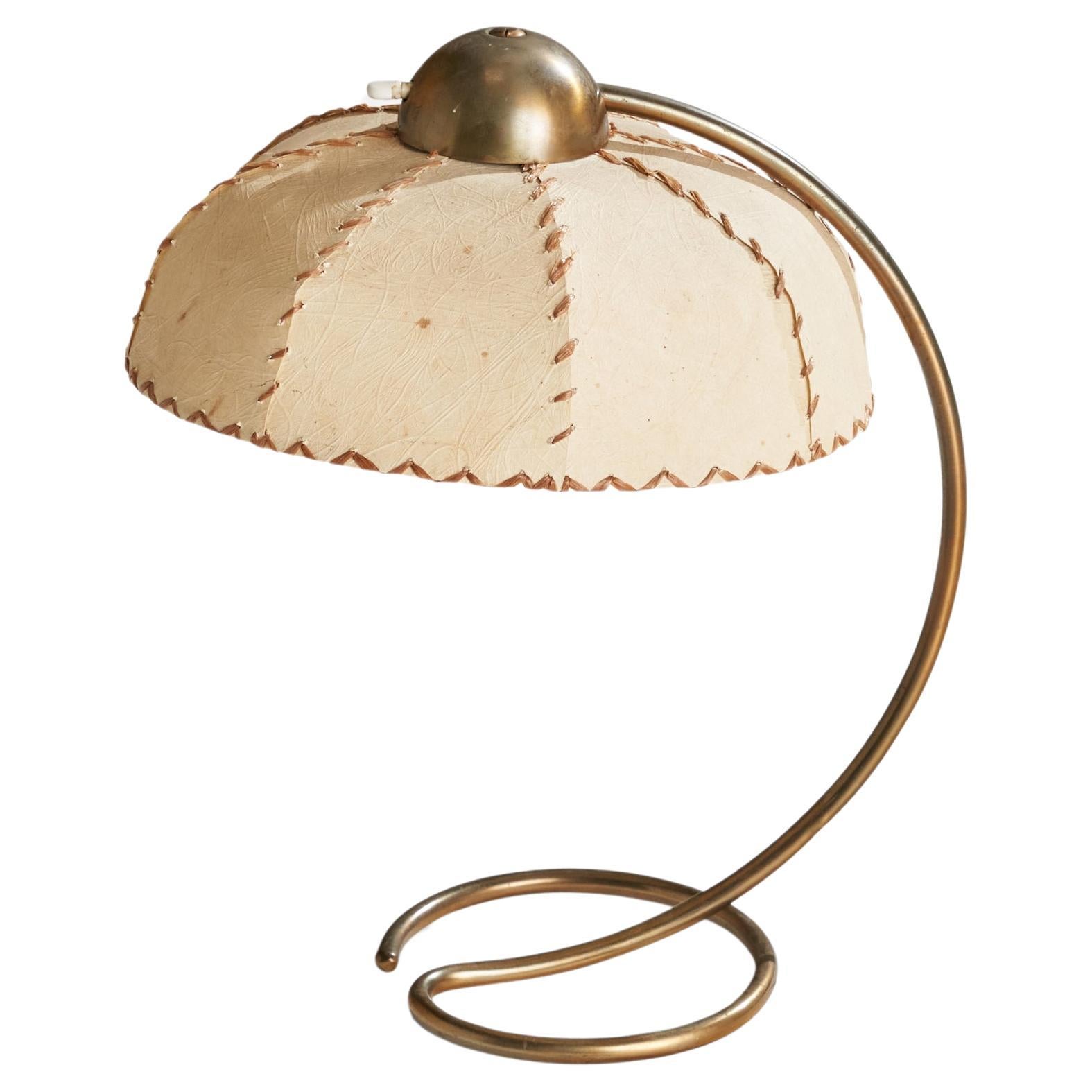 Karl Trabert, Diffuna Table Lamp, Brass, Parchment Paper, Germany 1930
