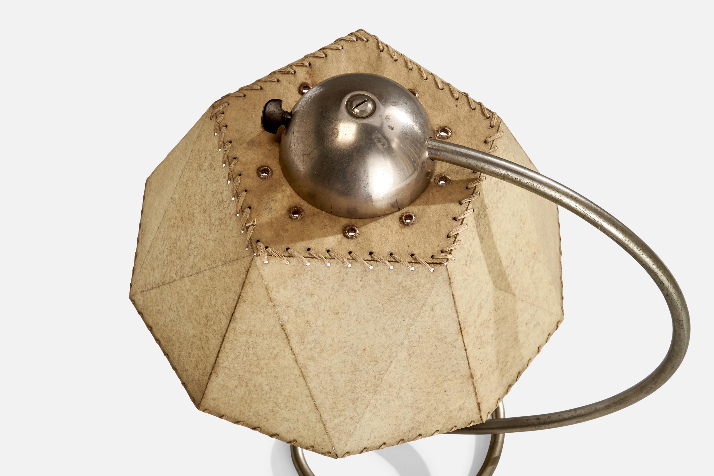 Karl Trabert, Diffuna Table Lamp, Nickel, Parchment Paper, Germany 1930s For Sale 1
