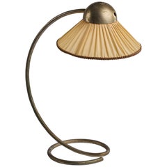 Karl Trabert, Table Lamp, Nickel, Fabric, Germany 1930s