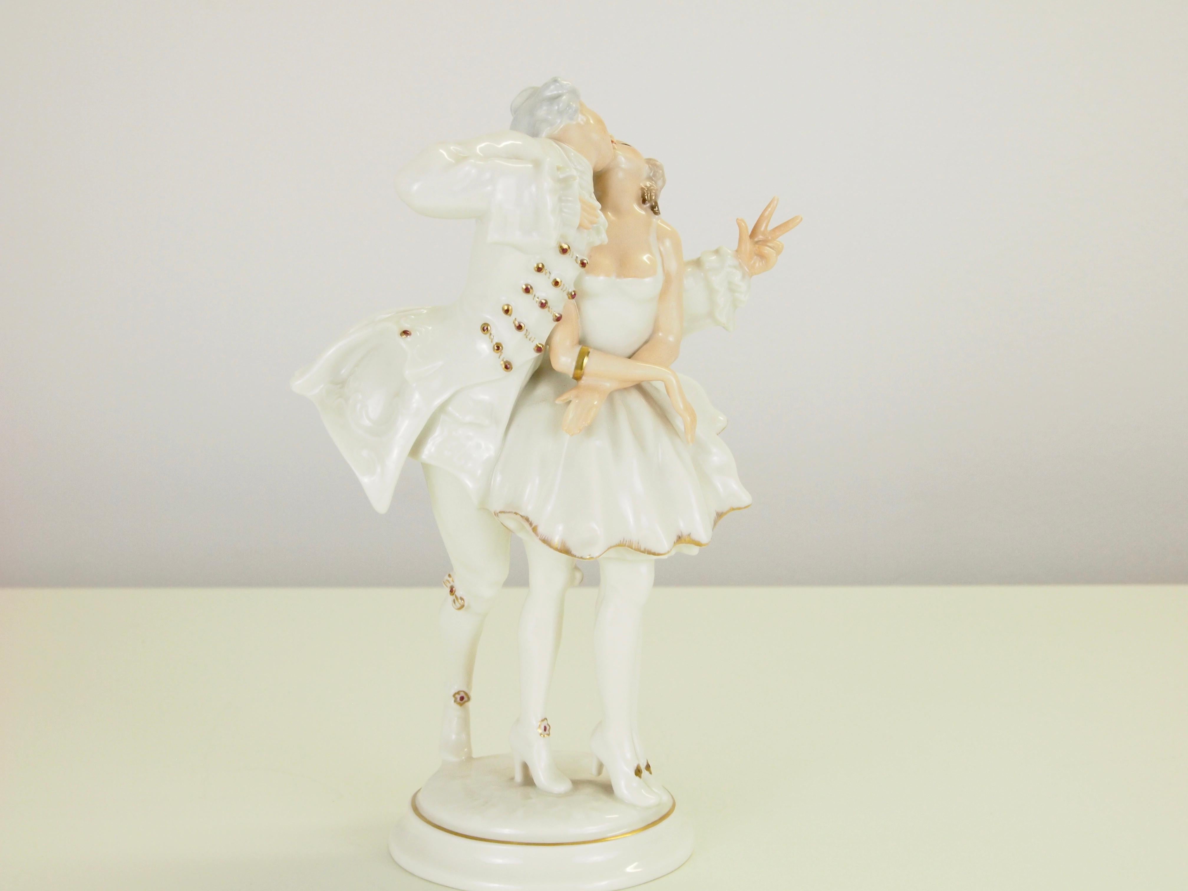 Glazed Karl Tutter for Hutschenreuther Selb Kunstabteiling Romantic Figurine For Sale