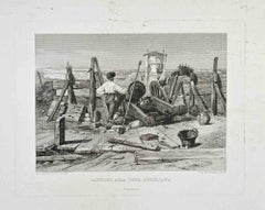 Cannone alla Cinta Aureliana (Rome) - Etching after Karl Werner - 19th Century