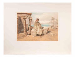 Figure along Nile - Chromolithograph after Karl Werner - 1881