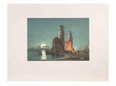 La nuit d'Abu Simbel - Chromolithographie d'après Karl Werner - 1881