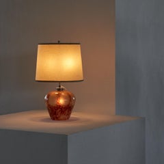 Karl Wiedmann Lámpara de sobremesa Art Decó WMF de cristal artístico con pantalla original Años 30