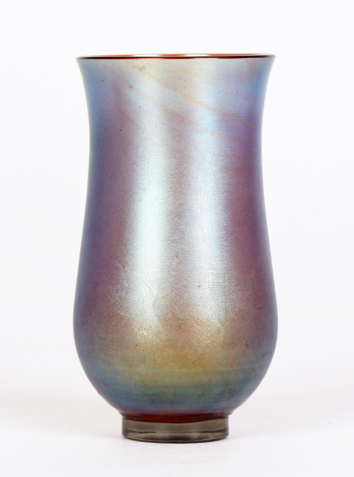German Karl Wiedmann for WMF Art Deco Myra Kristal Iridescent Miniature Art Glass Vase For Sale