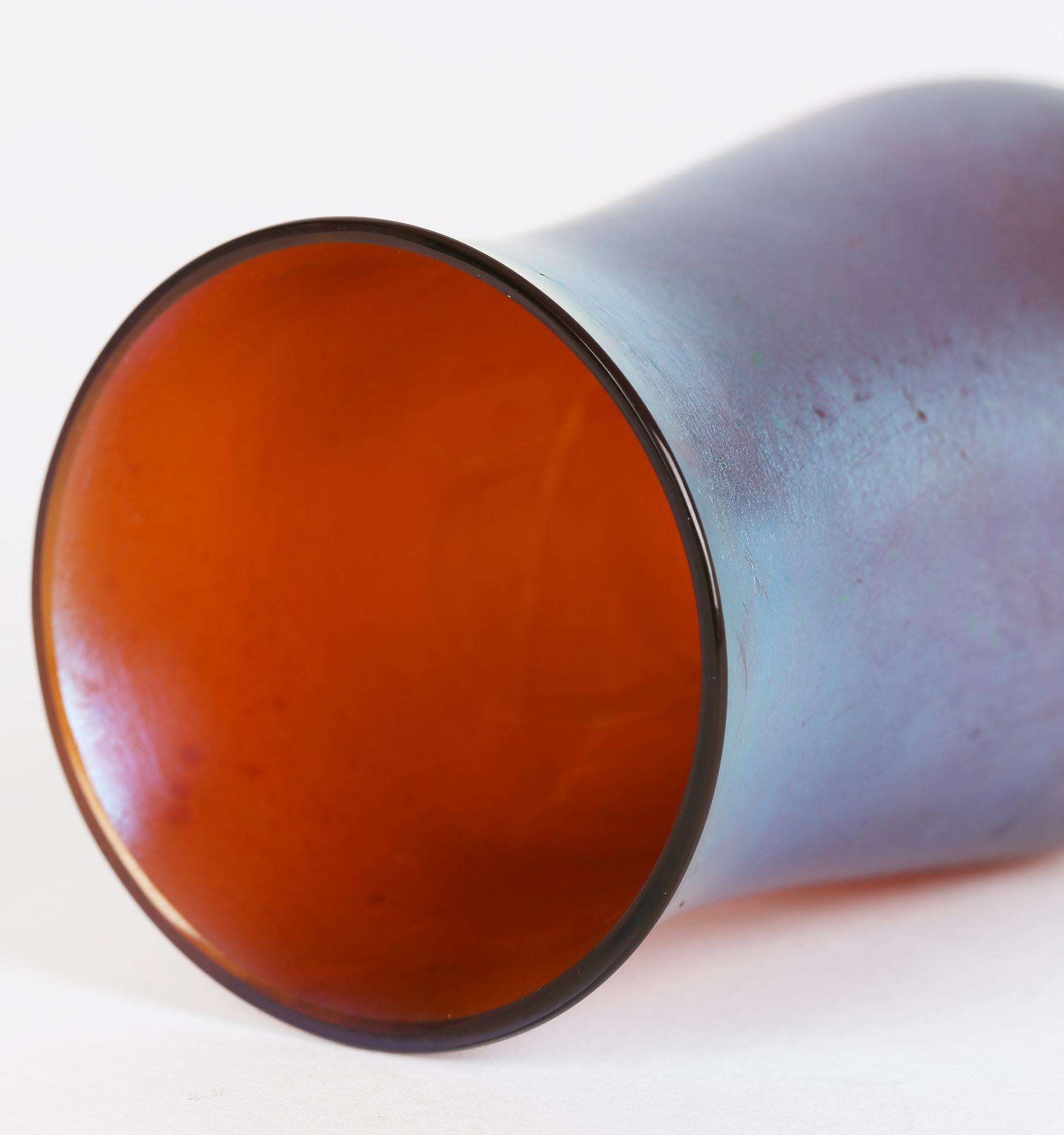 Hand-Crafted Karl Wiedmann for WMF Art Deco Myra Kristal Iridescent Miniature Art Glass Vase For Sale