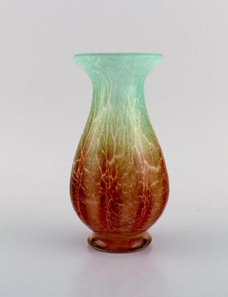 Art Deco Karl Wiedmann for WMF, Ikora Vase in Mouth Blown Art Glass, Germany, 1930s For Sale