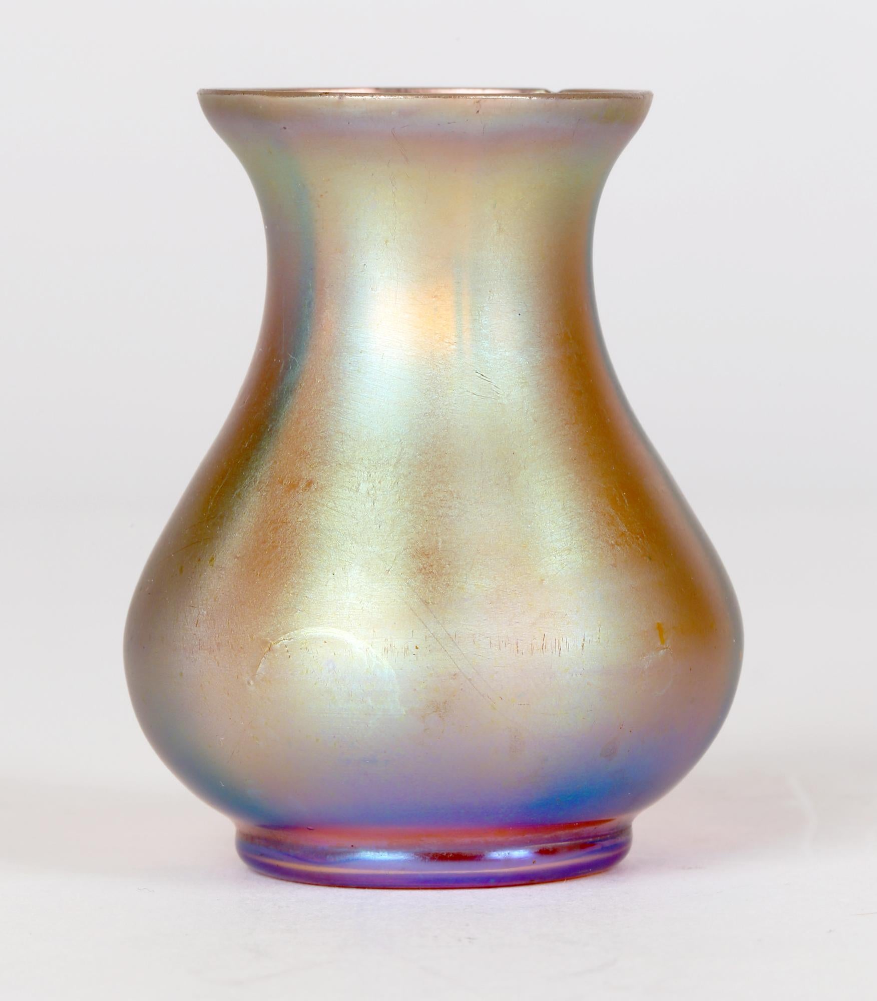 Karl Wiedmann WMF Art Deco Myra Kristal Iridescent Miniature Art Glass Vase For Sale 5