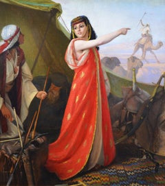 The Beautiful Sentinel - 19th Century Orientalist Oil Painting of Egyptian Girl