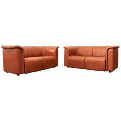 Karl Wittman Caramel Leather "Hochbarett" Loveseat