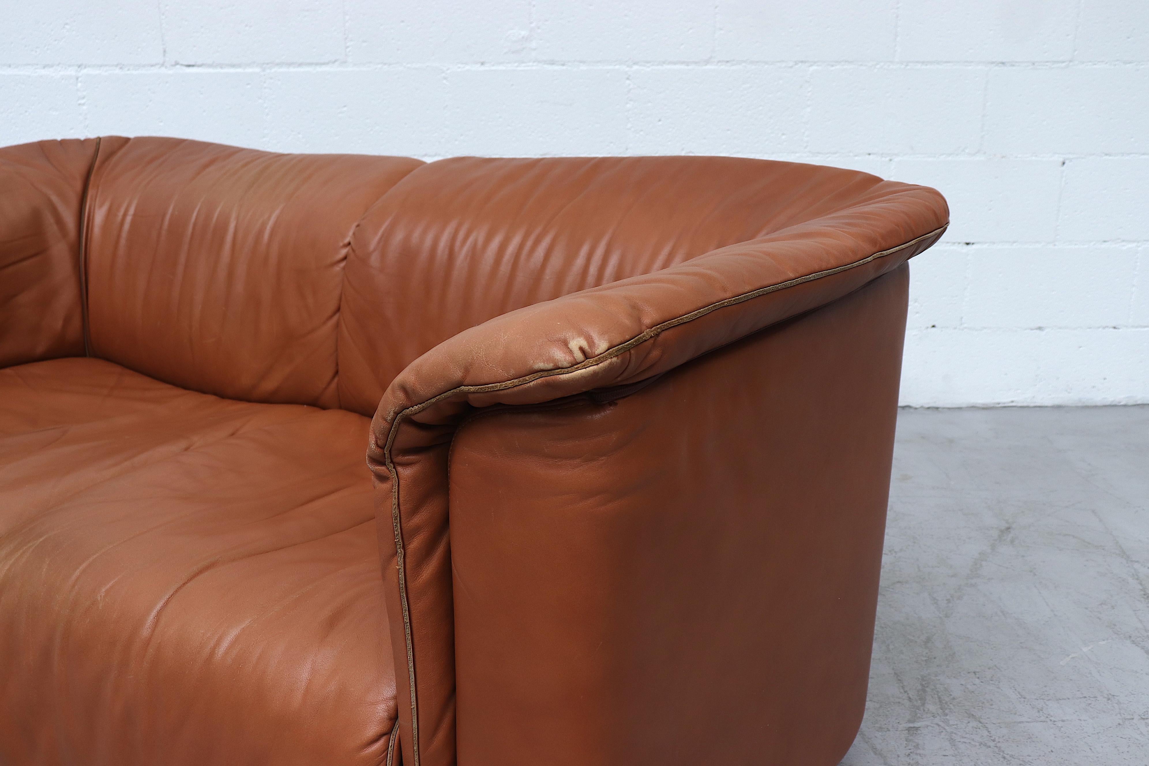 Karl Wittman Cognac Leather 'Hochbarett' Love Seat 1