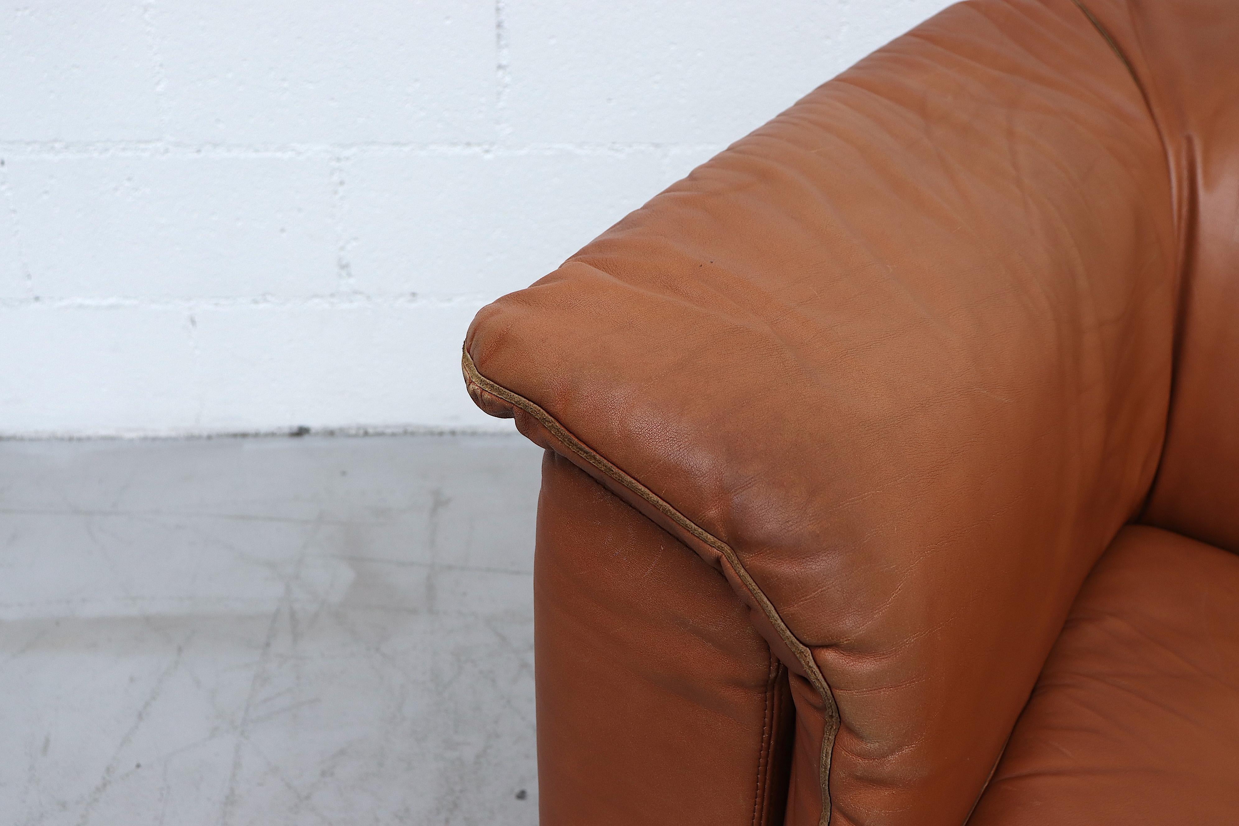 Karl Wittman Cognac Leather 'Hochbarett' Love Seat 2