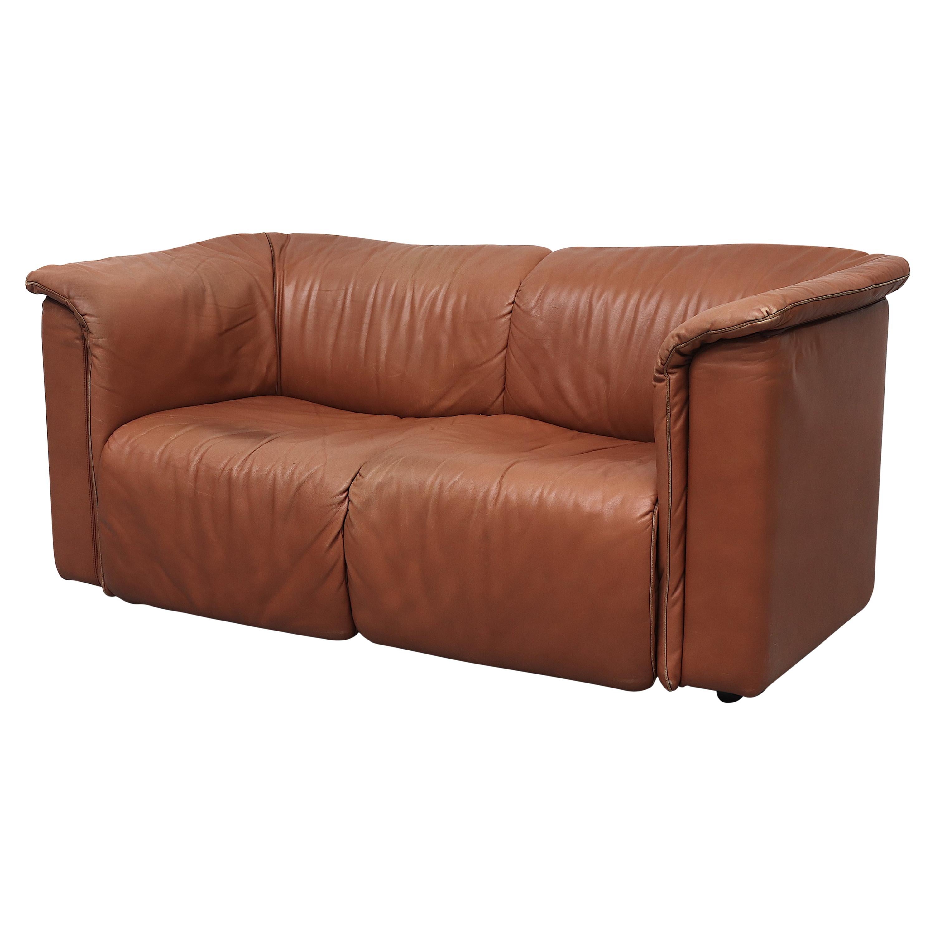 Vintage Leather Love Seat at 1stdibs